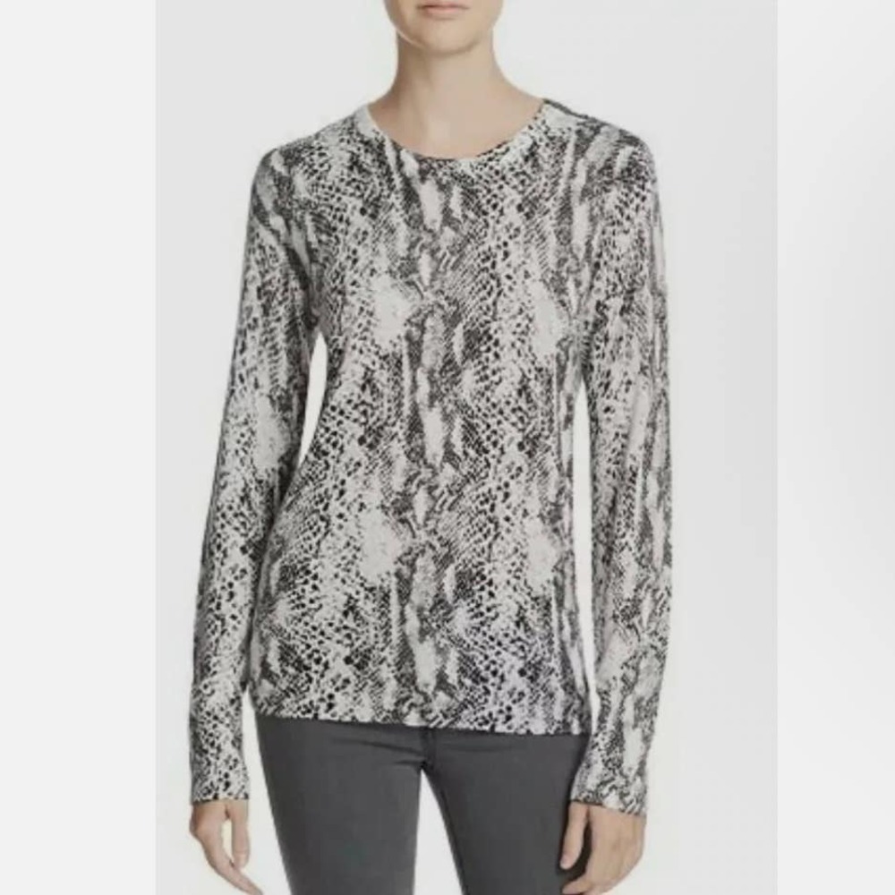 Equipment Femme Wmn's Snake Print Cashmere Silk Blend Crewneck Sweater Thin Knit